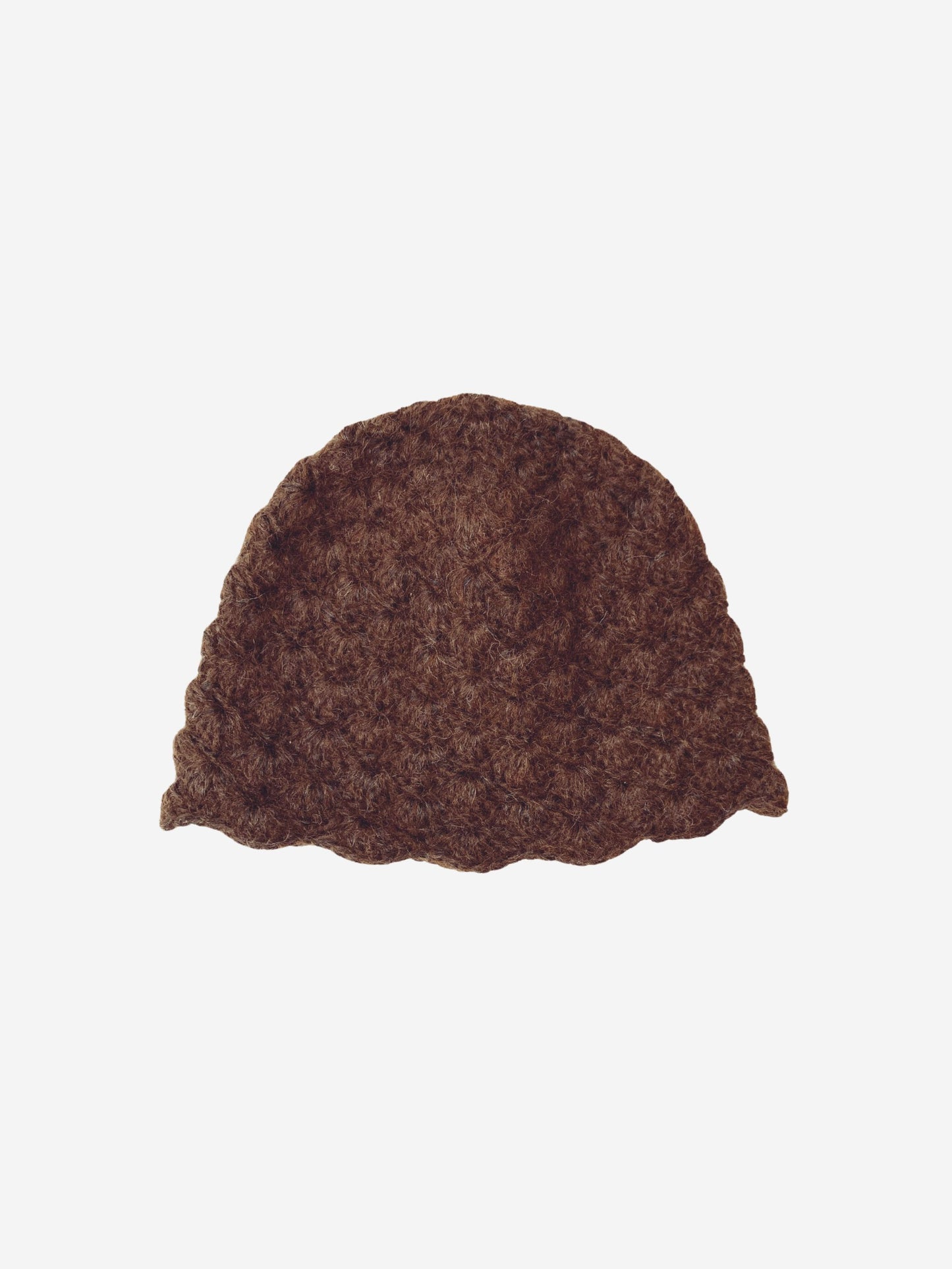 brown crochet alpaca beanie