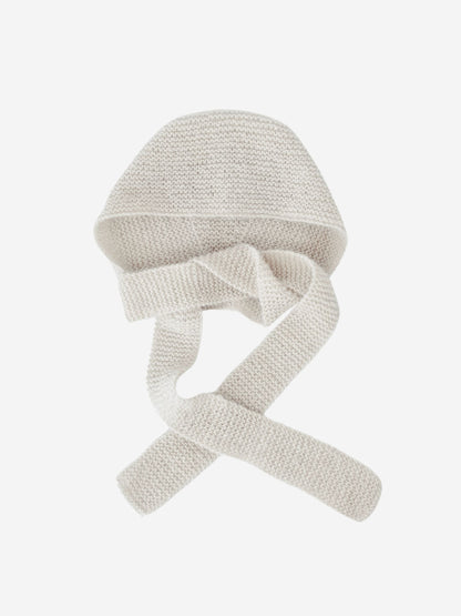 hand-knitted silk wool balaclava powder white