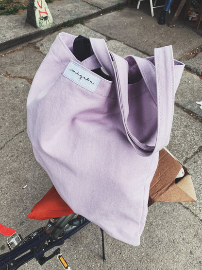 Organic cotton lilac tote bag