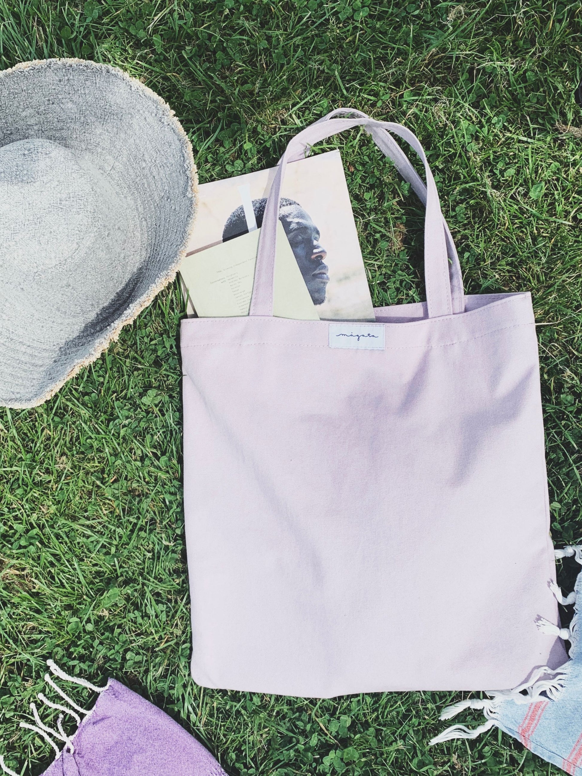 Organic cotton lilac portrait tote bag