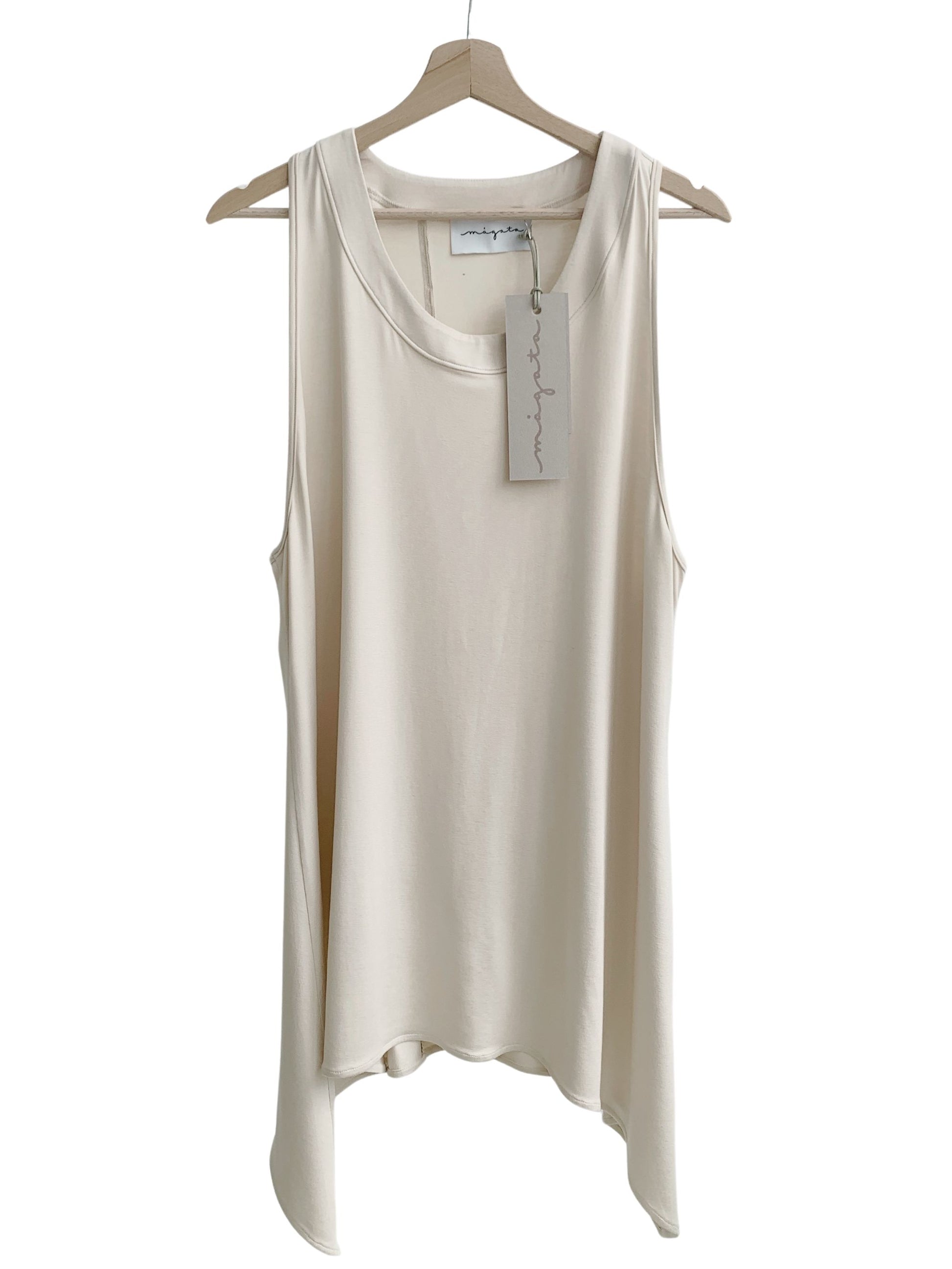 Magata beige bamboo viscose jersey short slip tank dress